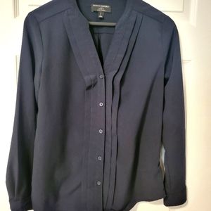 Banana Republic: Navy Button Down Blouse (Size: Small, classic fit)